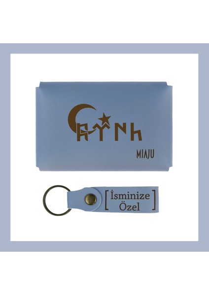 Gök Mavi, Efsanevi Mirası Yaşatan Göktürk Desenli Cüzdan & Anahtarlık Set, Anlamlı Armağan fiyatları