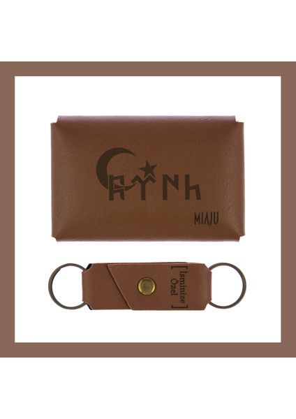 Kahve Renk, Türk ve Ayyıldız Desenli, Isme Özel, Cüzdan ve Anahtarlık Set, Dosta lik Hatıra fiyatları