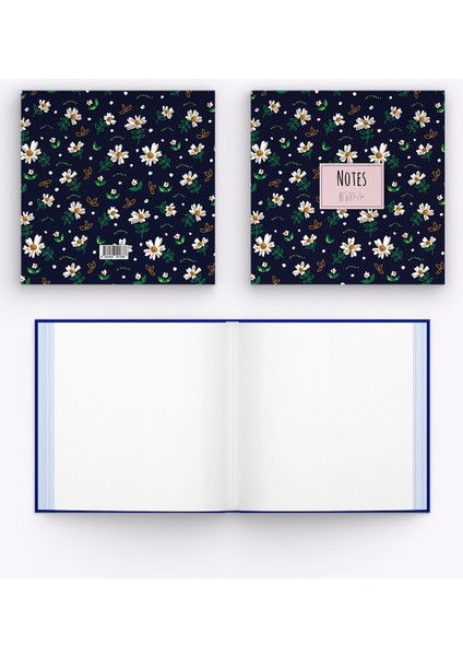 Mavi Papatya Kenar Baskılı Defter, 16X16 cm fırsatları