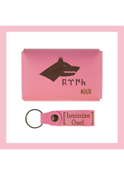 Pembe Renk, Bozkurt ve Türk Sevenler Için, Isme Özel Cüzdan ve Anahtarlık Set, Efsane Hatıra Set fiyatları