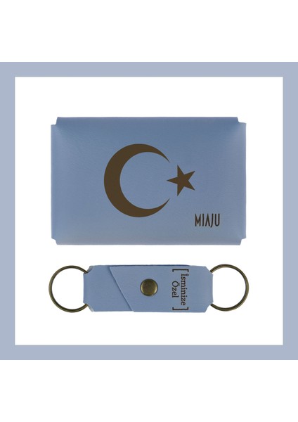 Gök Mavi, Gururla Taşınacak, Hilal ve Yıldız Desenli, Isme Özel Cüzdan Tarih Severler Için lik fiyatları