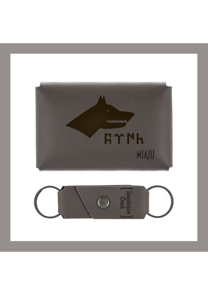 Kül Gri, Bozkurt ve Türk Armalı, Isme Özel Kişisel Cüzdan ve Anahtarlık Takımı, Özel Gün Hediyesi fiyatları