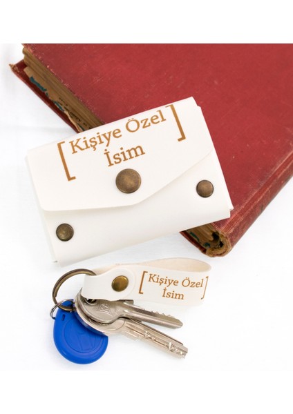 Beyaz Renk, Göktürk Alfabesi Ile Üzerinde Türk Yazılı, Isme Özel Cüzdan Set, Anahtarlıklı lik modelleri