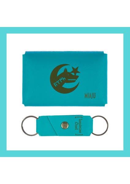 Koyu Turkuaz, Bozkurt Desenli, Isme Özel Cüzdan ve Anahtarlık Set, Arkadaş Için Koleksiyonluk Parça fiyatları