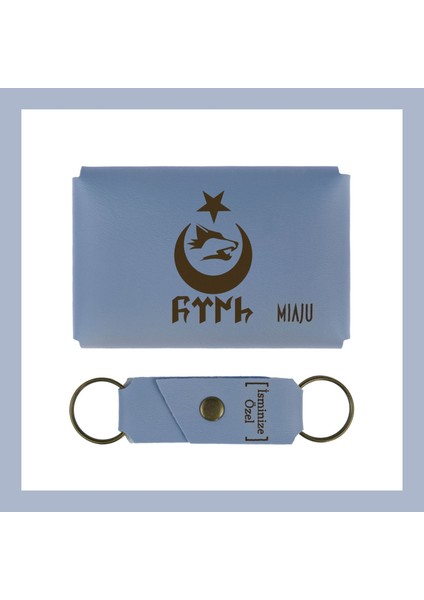 Gök Mavi, Bozkurt ve Hilal Temalı, Isme Özel Cüzdan ve Anahtarlık Set, Efsane Hatıra Muhteşem fiyatları