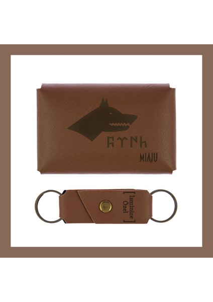 Kahve Renk, Bozkurt ve Türk Temalı, Isme Özel Cüzdan ve Anahtarlık Set, Sevgiliye Unutulmaz fiyatları