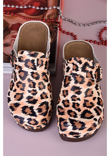 3025 Leopar Desen Ortopedik Anatomik Terlik