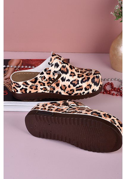 3025 Leopar Desen Ortopedik Anatomik Terlik
