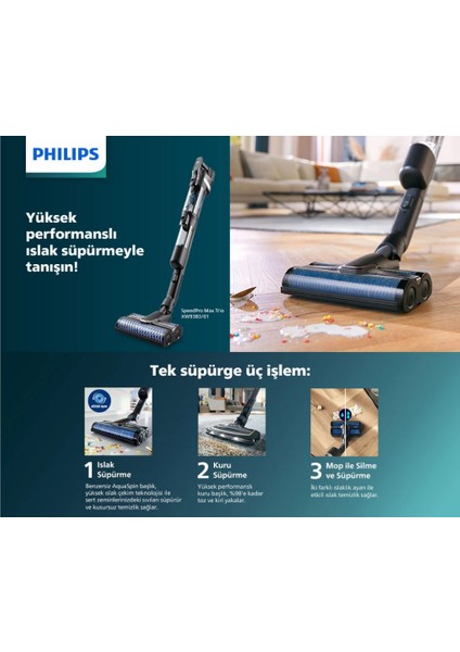 3'ü 1 Arada (Islak, Kuru ve Moplu) Sarjlı ve Kablosuz Dik Süpürge fırsatları