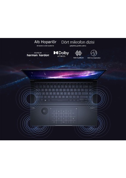 Zenbook Proart 16X | 16" 3k 120Hz/0,2ms OLED Kalemli Dokunmatik Ekran | I9-13905H | Rtx 4080 | 2 Tb SSD | 32 GB Ram | Windows 11 | Qwertz Ingilizce