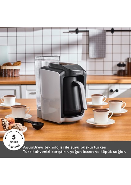 Hatır Otomatik Su Alma Hazneli Türk Kahve Makinesi Cool Gray