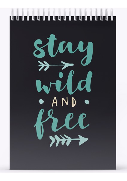 Stay Wild & Free Sert Kapak Spiralli Bloknot, 12X17 cm fiyatları