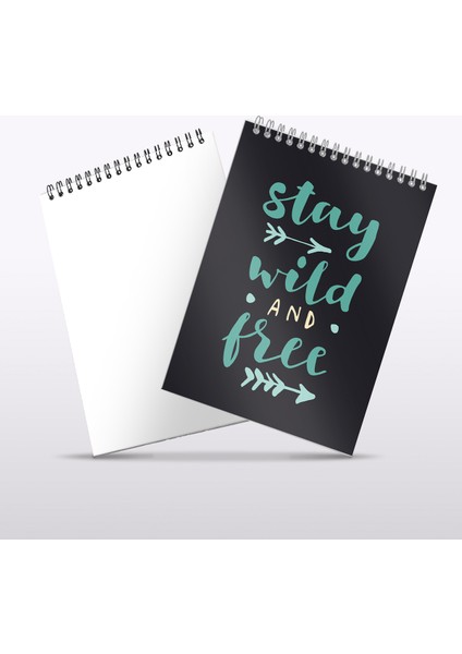 Stay Wild & Free Sert Kapak Spiralli Bloknot, 12X17 cm fırsatları