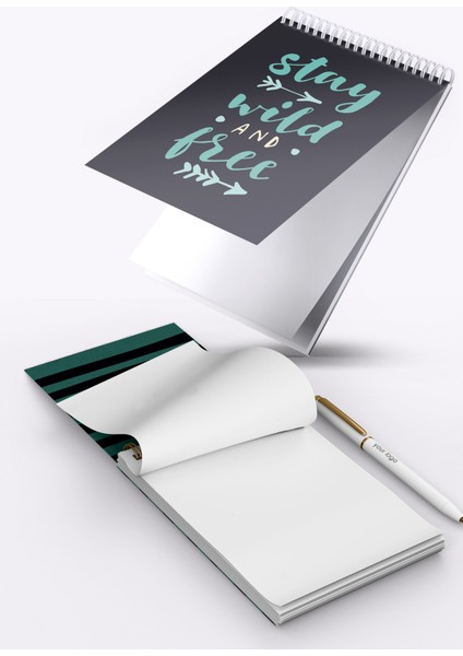 Stay Wild & Free Sert Kapak Spiralli Bloknot, 12X17 cm indirimleri