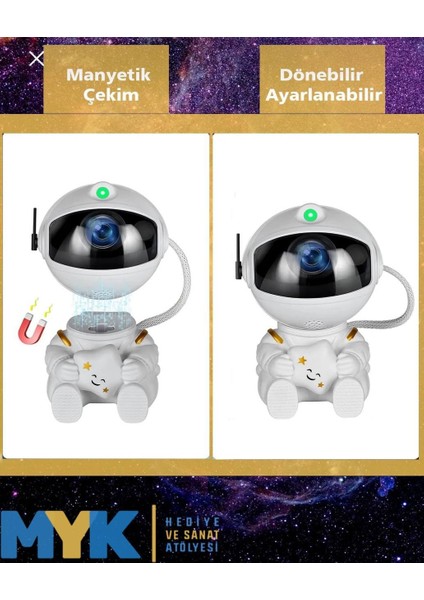 Astronot Projektör LED Işık Lazer Galaxy 360 Yıldız Projeksiyon Aurora Bulutsusu Çocuk Gece Lambası