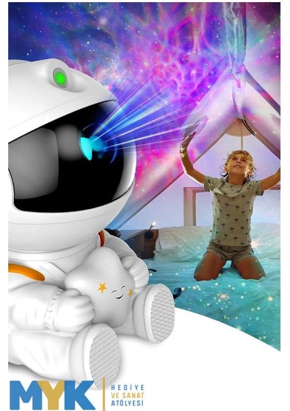 Astronot Projektör LED Işık Lazer Galaxy 360 Yıldız Projeksiyon Aurora Bulutsusu Çocuk Gece Lambası