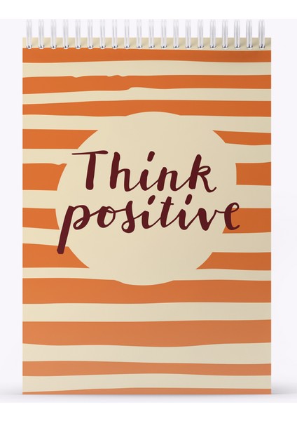 Think Positive Sert Kapak Spiralli Bloknot, 12X17 cm