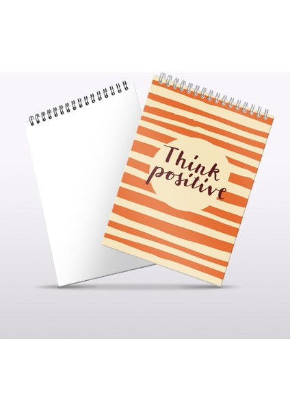 Think Positive Sert Kapak Spiralli Bloknot, 12X17 cm