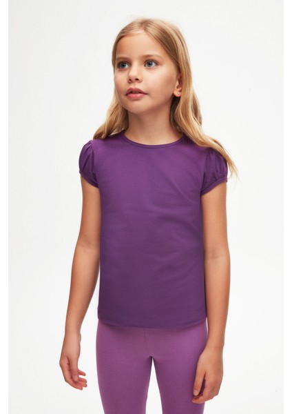 Mor Basic Kız Çocuk Sıfır Yaka Karpuz Kol Tişört fiyatları