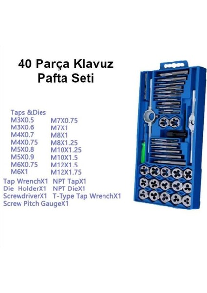40 Parça Kılavuz Pafta Seti