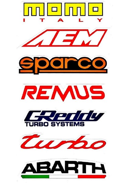 Momo Aem Sparco Turbo Çoklu Sticker Renkli Baskı