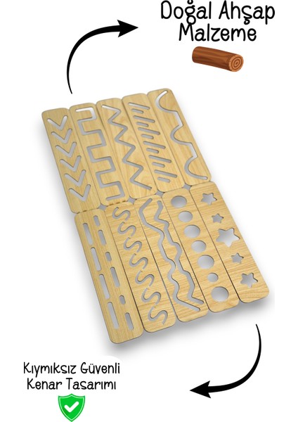 Çizgi Çalışması Kalem Tutma Becerisini Geliştiren Set 10'lu Çizgi Çalışması indirimleri