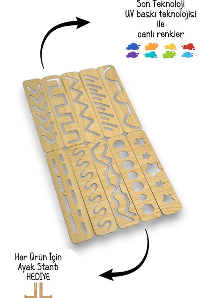 Çizgi Çalışması Kalem Tutma Becerisini Geliştiren Set 10'lu Çizgi Çalışması