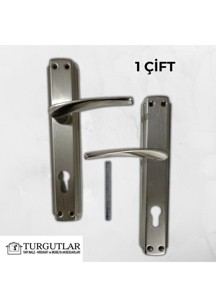 Bravo Yale Çelik Kapı Kolu Nikel Saten Oda Kapı Kolu Metal Kapı Kolu Ön Arka Takım 1 ÇİFT