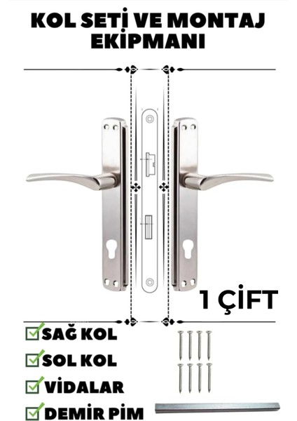 Bravo Yale Çelik Kapı Kolu Nikel Saten Oda Kapı Kolu Metal Kapı Kolu Ön Arka Takım 1 ÇİFT