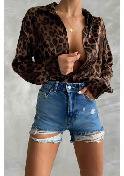 Leopar Saten Gömlek modelleri