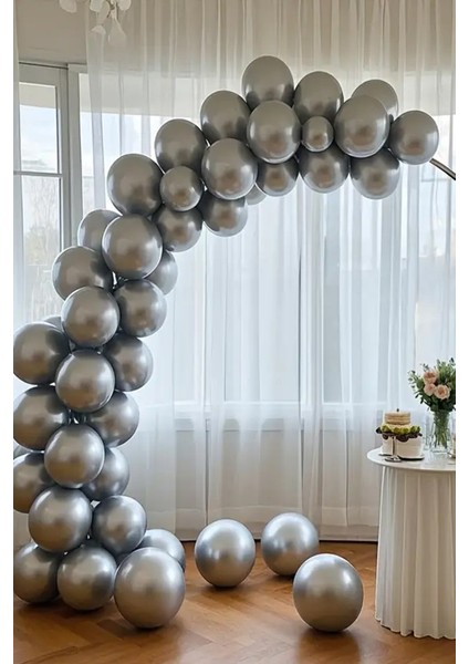 Gümüş Krom Balon 7 Adet 12INÇ