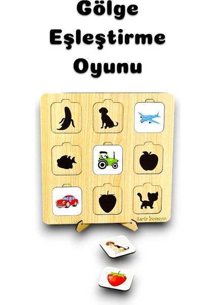 Gölge Eşleme Tahtası, Gölgemi Bul,ahşap Eğitici Oyuncak