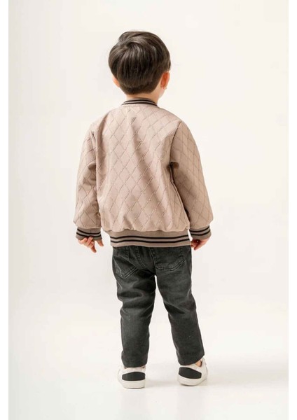 (9-24 Ay) Deri Bear Fırçalı Işlemeli Erkek Bebe 3 lü takım - Bej fiyatları