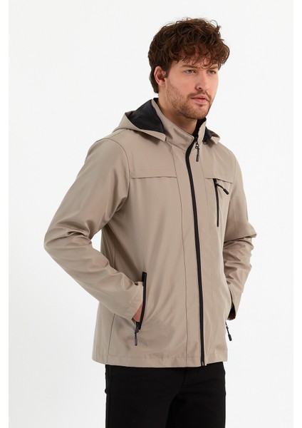 Yeni Sezon Erkek Krem Kapüşonlu İç Cepli Su Ve Rüzgar Geçirmez Mevsimlik&Yazlık Mont indirimleri