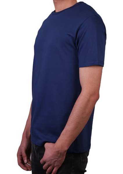 Erkek Pamuk Süprem Penye Regular Kesim Bisiklet Yaka Düz T-Shirt