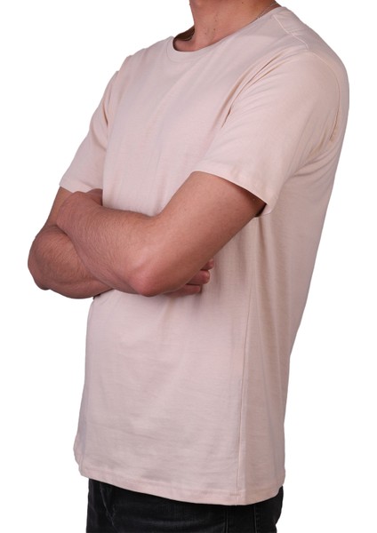 Erkek Pamuk Süprem Penye Regular Kesim Bisiklet Yaka Düz T-Shirt