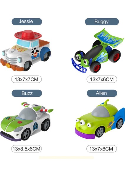 Disney Toy Story Buzz Lightyear Woody Jessie Rex Alien Cartoon Model Eylemsizlik Geri Çekilebilir Serbest Tekerlekli Araba Oyuncakları Koleksiyonu Çocuk Hediyesi (Yurt Dışından)