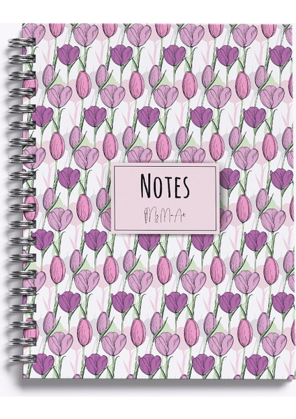 Tulip-Midi Sert Kapak Spiralli Defter, 14X20 cm
