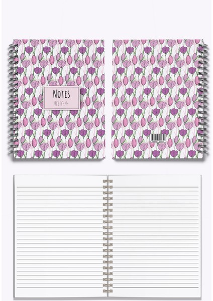 Tulip-Midi Sert Kapak Spiralli Defter, 14X20 cm