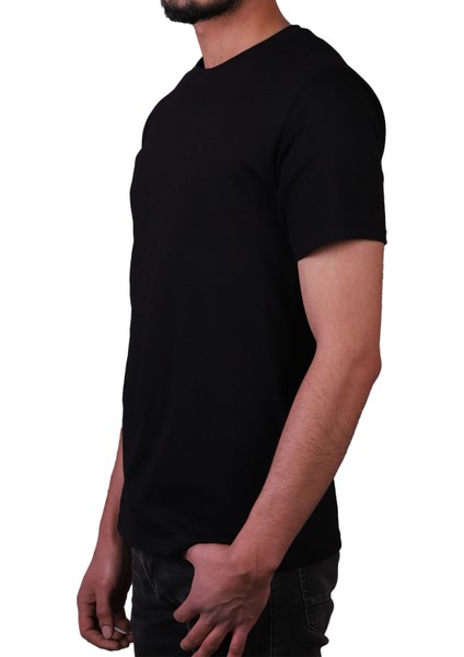 Erkek Pamuk Süprem Penye Regular Kesim Bisiklet Yaka Düz T-Shirt
