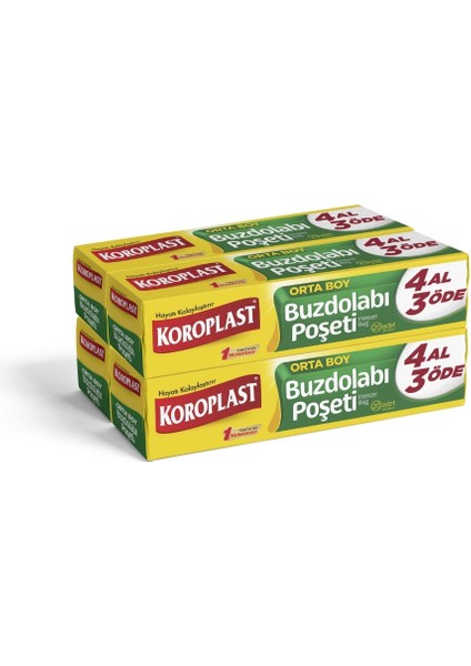 Orta Boy Buzdolabı Poşeti 24x38 cm, 20'li Paket