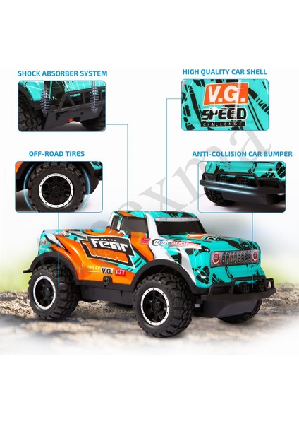 Uzaktan Kumandalı Yedek Şarjlı Batarya LED Işıklı Gövde 1:20 Off-Road Rc Araba Mavi fırsatları