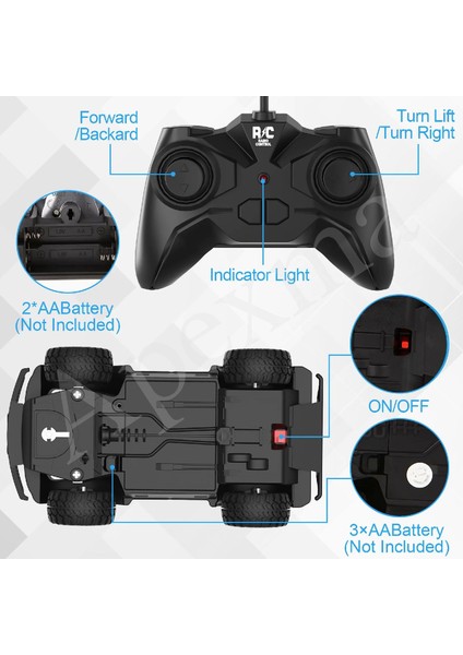 Uzaktan Kumandalı Yedek Şarjlı Batarya LED Işıklı Gövde 1:20 Off-Road Rc Araba Mavi indirimleri