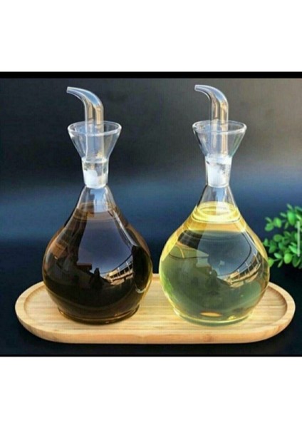 2 Adet 900 ml Borosilikat Tombul Cam Yağdanlık ve Altlık Yağlık Sirkelik