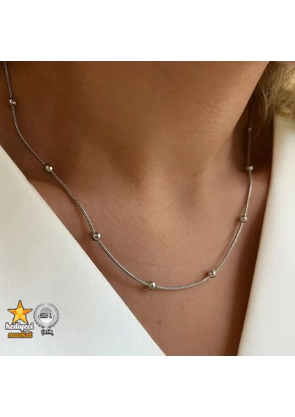 316 L Paslanmaz Gümüş Dorika Zincir İnce İtalyan Kadın Çelik Kolye 45 cm - HMÇK-0055 modelleri