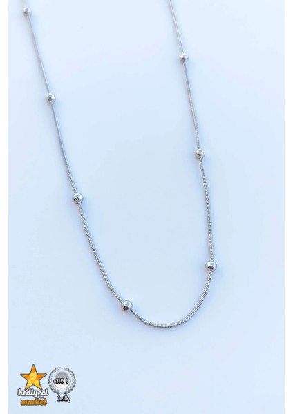 316 L Paslanmaz Gümüş Dorika Zincir İnce İtalyan Kadın Çelik Kolye 45 cm - HMÇK-0055 fırsatları