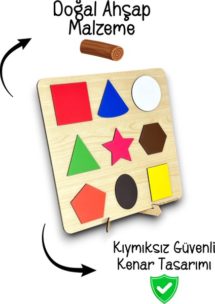 Şekiller,geometrik Şekiller,ahşap Eğitici Oyuncak,şekilleri Öğreniyorum,tak Çıkar