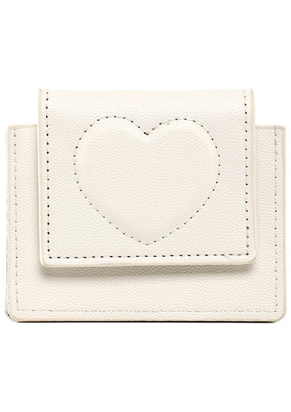 Yeaın Cüzdan Kart Tutucu Yüksek Kaliteli Pu Kumaş Düz Renk Basit Aşk Deseni, Beyaz (Yurt Dışından)