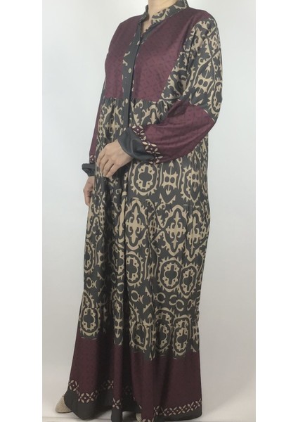 Etnik Desen Oversize Kolları Lastikli Önü Dört Düğmeli Mevsimlik Elbise fiyatları