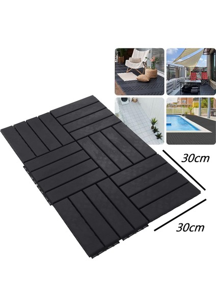 Ahşap Görünümlü Plastik Karo Deck 30X30 Bahçe Havuz Kenarı Teras Cafe Restoran Zemin Kaplama 11 Adet